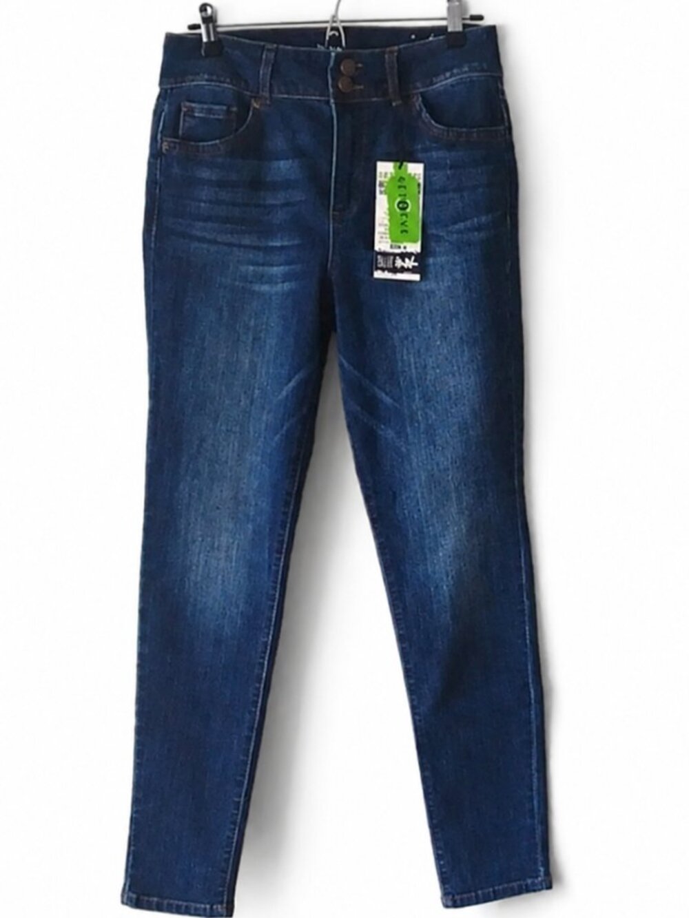 Size 9 denim jeans "Super High Waist Skinny, Butt Lifter" tapered faded pants